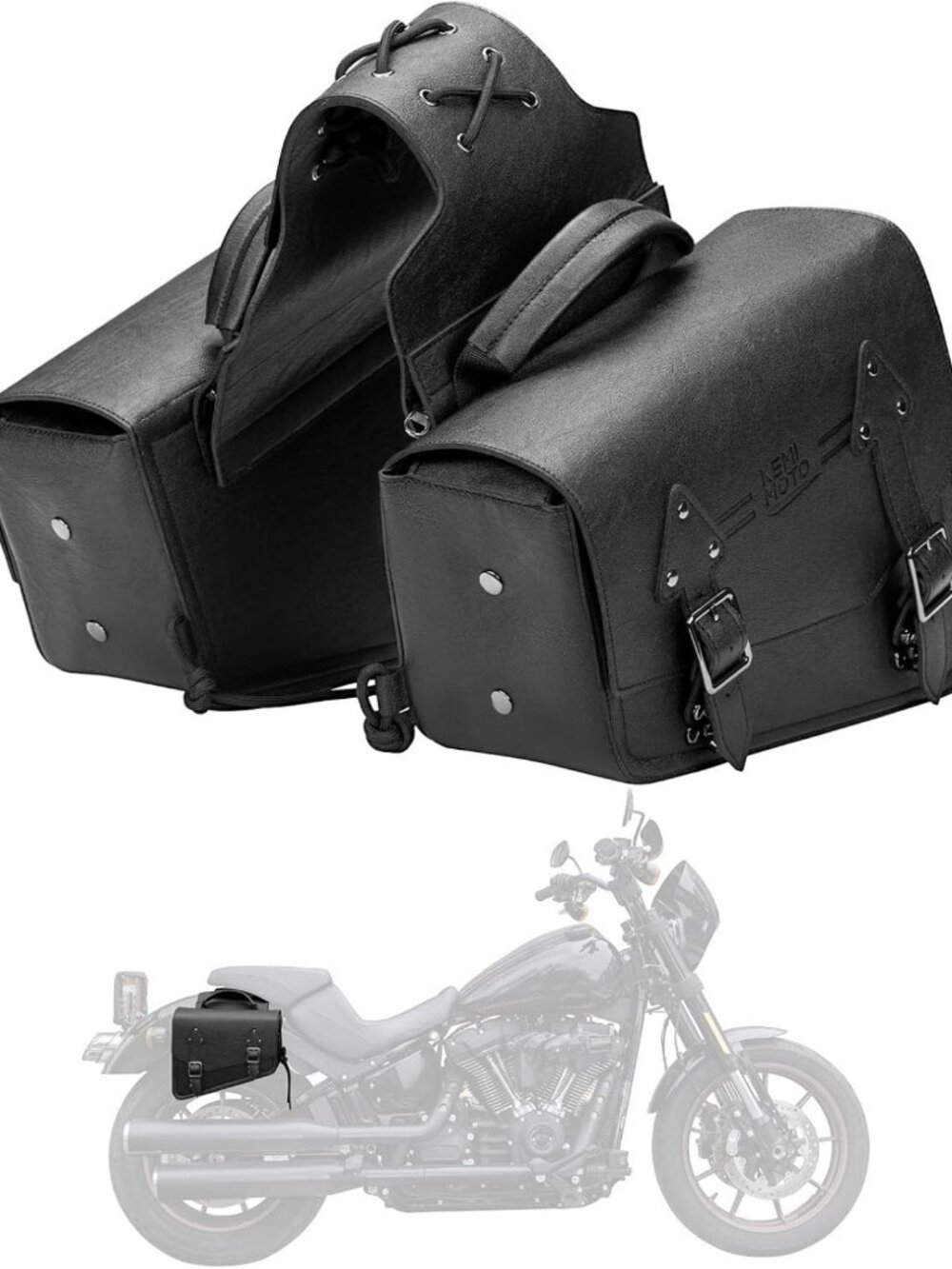 Stylish PU Leather Motorcycle Saddlebags - 12L Side Bags for Bikers